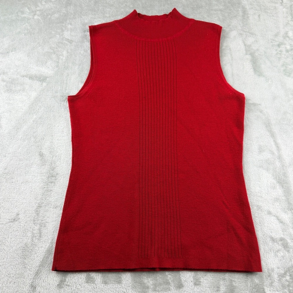 Dressbarn Red Women's Small Sleeveless Mock Neck Knit Shell Top